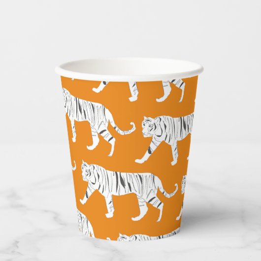 Orange Tiger Print Pappbecher (Vorderseite)