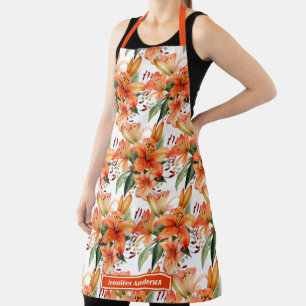 Orange Tiger Stargazer Lilie Blumendruck Schürze