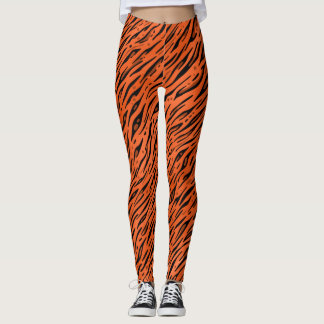 Orange Tiger Streifen Druck Leggings