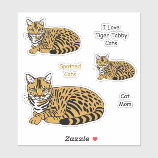 Orange Tiger Tabby Cats Sticker Set (Blatt)
