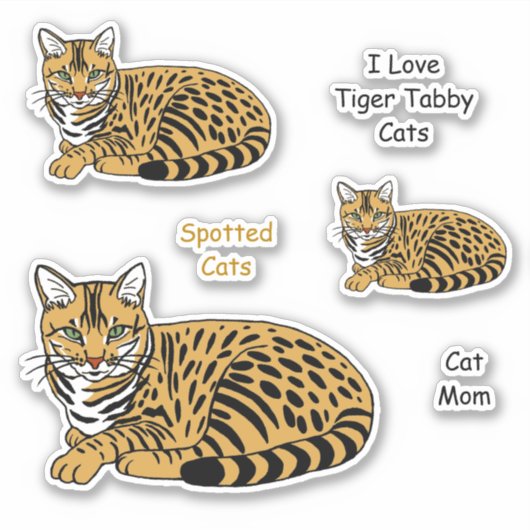 Orange Tiger Tabby Cats Sticker Set (Vorderseite)