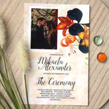 Orange Tigerlilien, Blaue Lilien Hochzeitsprogramm