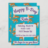 Orange Tigers Happy Birthday Einladung (Vorne/Hinten)