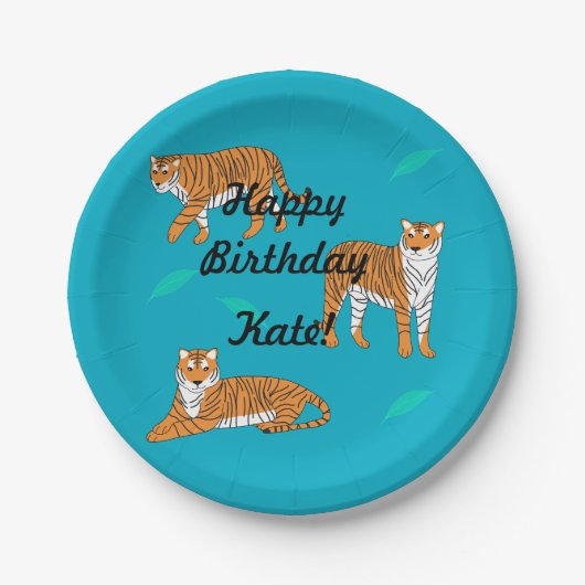 Orange Tigers Pappteller (Vorderseite)