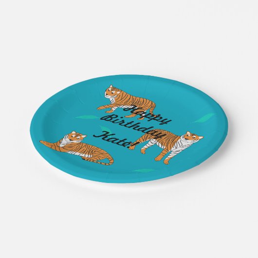 Orange Tigers Pappteller (Schrägansicht)