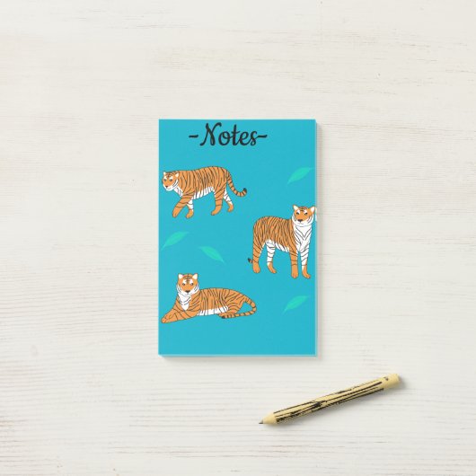 Orange Tigers Post-it Klebezettel (Auf Schreibtisch)
