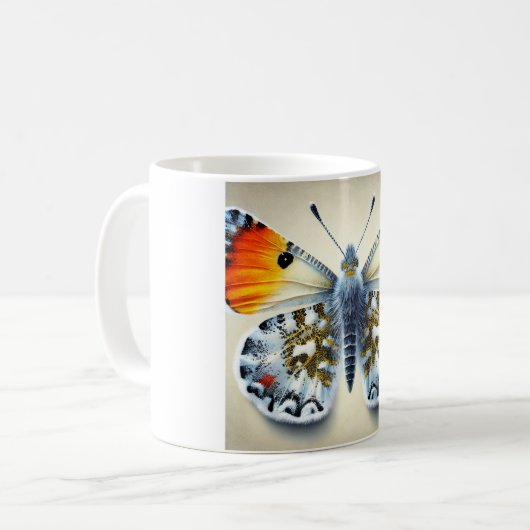 Orange Tip Butterfly 300724IREF201 - Watercolor Kaffeetasse (Vorderseite Links)