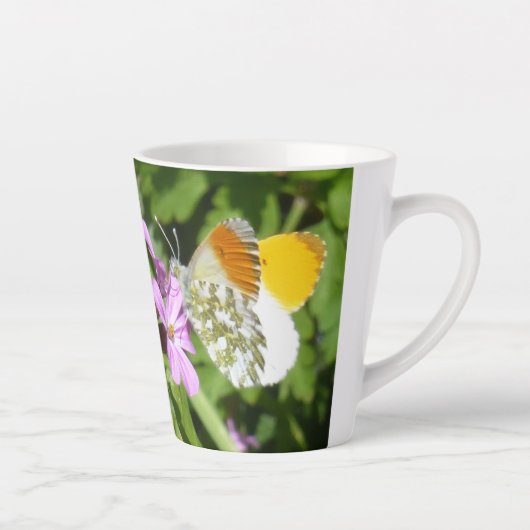 Orange Tip Butterfly Design Latte Tasse (Rechts)