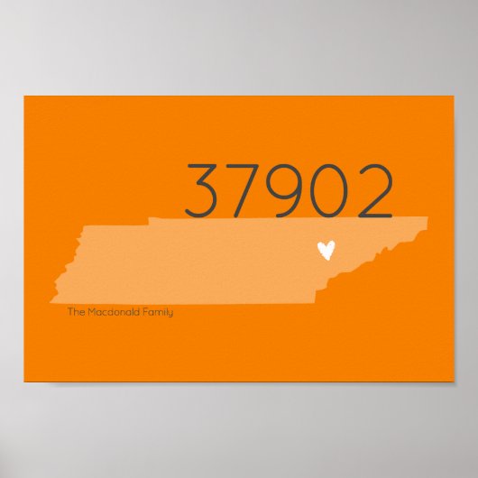 Orange TN Zip Code Tennessee Outline Heart Poster (Vorne)