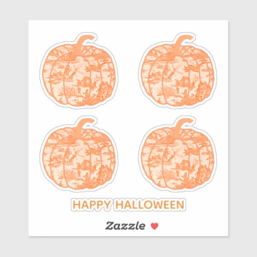 Orange Toile Pumpkins Sticker (Blatt)