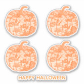 Orange Toile Pumpkins Sticker (Vorderseite)