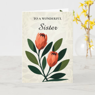 Orange Töne Protea Eleganter Minimalistischer Gebu Karte