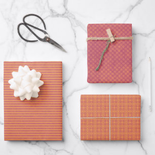 Orange Tone Wrapping Paper Set mit 3 Designs Geschenkpapier Set