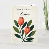 Orange Tones Protea Elegant Minimalist Birthday Karte (Vorderseite)