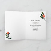 Orange Tones Protea Elegant Minimalist Birthday Karte (Innenseite)