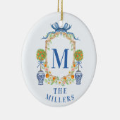 Orange Topiary Chinoiserie Monogram Address Keramik Ornament (Rechts)