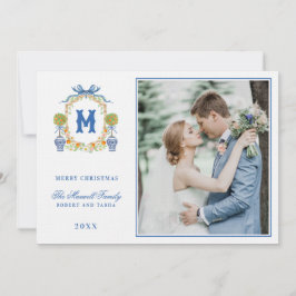 Orange Topiary in Chinoiserie Pot Wappen Monogram Einladung