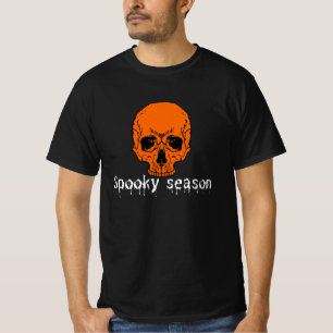 Orange Totenkopf Gruselige Saison Tröpfeln Schrift T-Shirt
