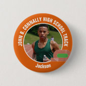 Orange Track & Field Photo High School Athlete Button (Vorderseite)