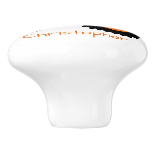 Orange Tractor Design Personalised Keramikknauf (Seitenansicht)