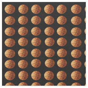 Orange traditionelle Basketbälle auf Schwarz, Stoff
