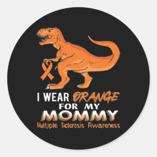 Orange tragen für meine Mama Dinosaurier Multiple Runder Aufkleber
