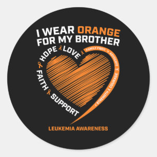 Orange tragen für meinen Bruder Leukämie Awareness Runder Aufkleber