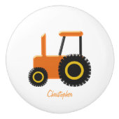 Orange Traktor addieren gerade Namen Keramikknauf (Vorderseite)