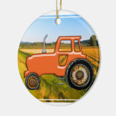 Orange Traktor auf den Gebieten Keramikornament (Links)