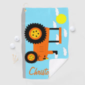 Orange Traktor Design Personalisiert Golfhandtuch (Insitu)