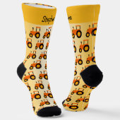 Orange Traktor Design Personalisiert Socken (Gewinkelt)