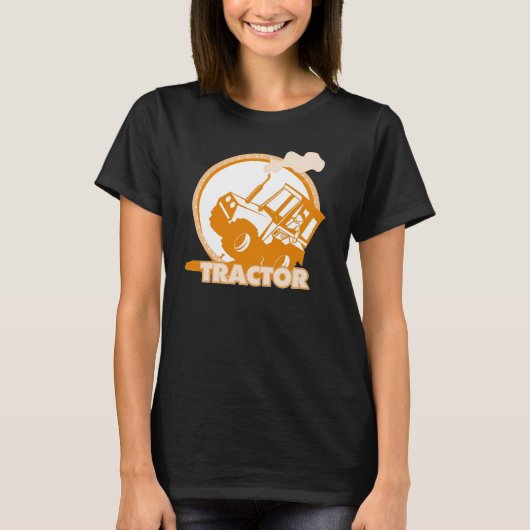 Orange Traktor Farm Machine T-Shirt (Vorderseite)