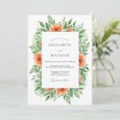 Orange Tranquil Spring Wedding Einladung (Stehend Vorderseite)