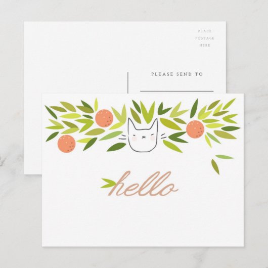 Orange Tree Cat Postkarte (Vorne/Hinten)