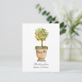 Orange tree citrus topiary faltete danke Karte (Stehend Vorderseite)