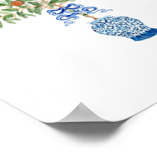 Orange Tree Ginger Jar Topiary Art Print Poster (Ecke)