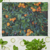 Orange Tree Green Blätter Frucht Orangen Geschirrtuch (Gefaltet)