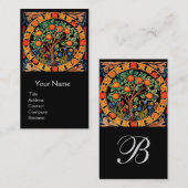 ORANGE TREE,GRÜNE BLÄTTER,BLUME Blumenmonogramm Visitenkarte (Vorne/Hinten)