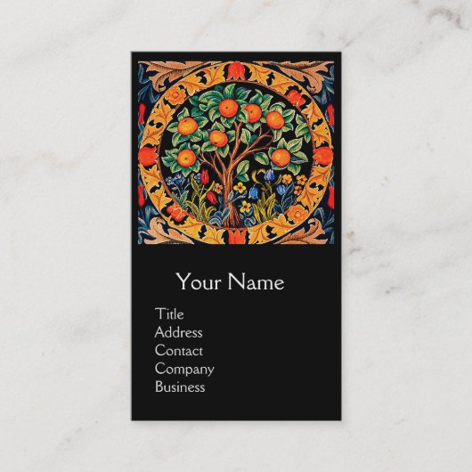 ORANGE TREE,GRÜNE BLÄTTER,BLUME Blumenmonogramm Visitenkarte (Vorderseite)