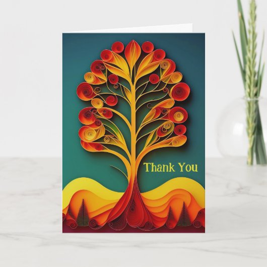 Orange Tree Herbstillustration überwinden Dankeskarte (Vorderseite)