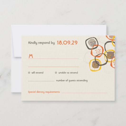 Orange Tree Rings Herbst Hochzeit im Herbst RSVP K Karte (Vorderseite)