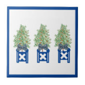 Orange tree Topiary Blue Chinoiserie Fliese (Vorderseite)