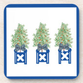 Orange tree Topiary Blue Chinoiserie Getränkeuntersetzer (Vorderseite)