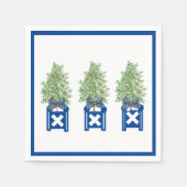 Orange tree Topiary Blue Chinoiserie Serviette (Vorderseite)