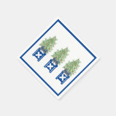 Orange tree Topiary Blue Chinoiserie Serviette (Ecke)