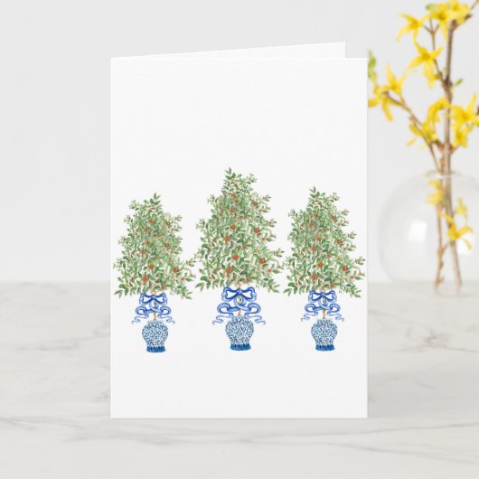 Orange Tree Topiary Blue Ginger Jar Jars Card Karte (Gelbe Blume)