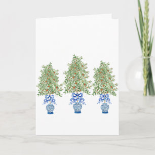 Orange Tree Topiary Blue Ginger Jar Jars Card Karte
