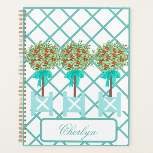 Orange Tree Topiary Blue Ginger Jar Stickers Planer (Vorderseite)