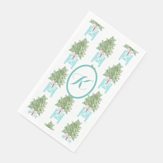Orange tree Topiary Chinoiserie Papierhandtuch Serviette (Ecke)