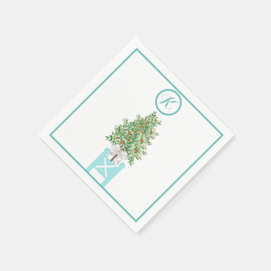 Orange tree Topiary Chinoiserie Serviette (Ecke)